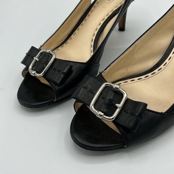 Coach Miranda Open Toe Slingbacks - Black -  Size 8B B37 - Picture 2 of 9